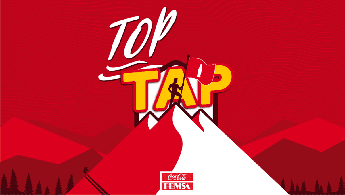 "Top Tap" campaign key art, a mountain climber planting a flag